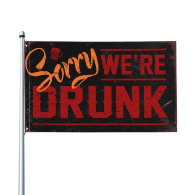 Tin Decor Sorry We're Drunk Flag Banner, Funny Bar Decoration for Man Cave (30 x 45 cm)