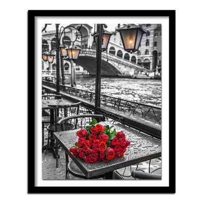 DIY 5D Diamond Painting Full Drill Kit, Street Scene Roses, 40 x 120 cm, Square Drill