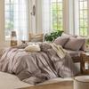 MooMee Bedding Set, Duvet Cover, 100% Washed Cotton, Linen-Like, Textured, Breathable, Soft, Comfortable, Mauve Brown, Oversized King view 3