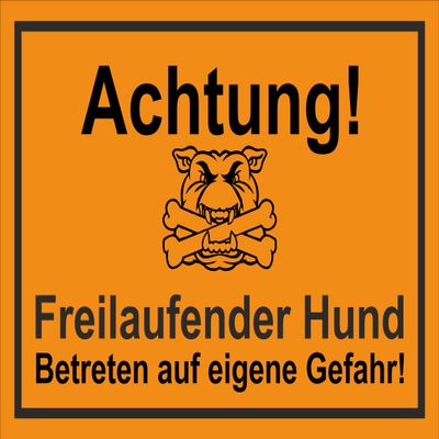 Melis-Folienwerkstatt Caution Sign – Dog Running Free, 30 × 20 cm, Drill Holes, 3 mm Aluminum Composite, 20 VAR, S00017-009-E