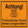 Melis-Folienwerkstatt Caution Sign – Dog Running Free, 30 × 20 cm, Drill Holes, 3 mm Aluminum Composite, 20 VAR, S00017-009-E view 1
