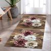 Brown Wood-Grain Runner Rug for Hallway and Kitchen, 100 x 180 cm, Non-Slip and Washable view 2