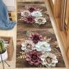 Brown Wood-Grain Runner Rug for Hallway and Kitchen, 100 x 180 cm, Non-Slip and Washable view 4