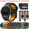 GANYUU 22 mm/26 mm Silicone Easyfit Band for Garmin Fenix 7, 7X, 6, 5, 5 Plus, 935, 945, Fenix 6X, 5X, 3, 3HR, S60 and S62 Watches, Black/Green view 2