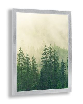 Monzetta Deluxe Poster Frame 67 x 67 cm, Silver Gloss Vintage, White Backing, Anti-Reflective Front