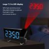 Goshyda Digital Projection Alarm Clock with 180° Rotation, FM Radio and USB Charging, Blue Digits view 2