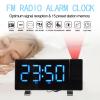 Goshyda Digital Projection Alarm Clock with 180° Rotation, FM Radio and USB Charging, Blue Digits view 3