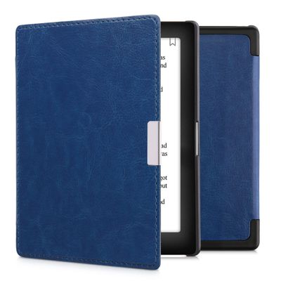kwmobile Folio Case Compatible with Kobo Aura Edition 1, Faux Leather, Blue