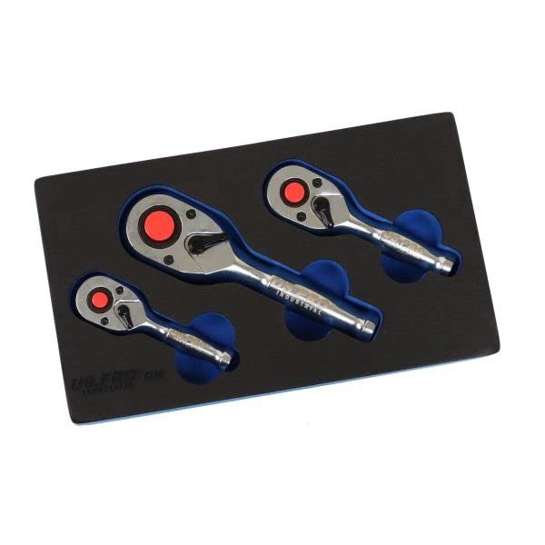 Stubby Ratchet Set, 90-Tooth, Reversible, 1/4", 3/8", 1/2"