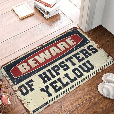 Beware of Hipsters Yellow Indoor/Outdoor Doormat, 65 x 90 cm