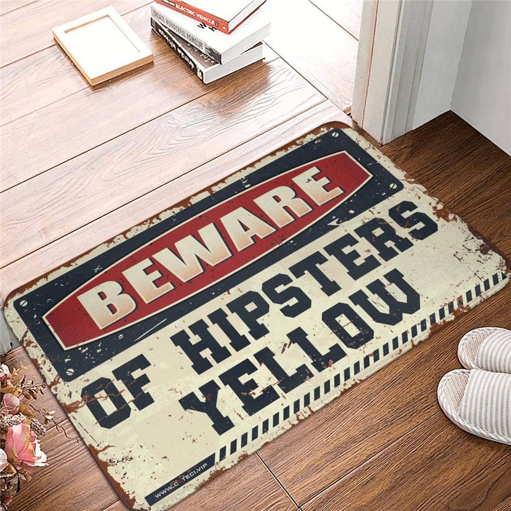 Beware of Hipsters Yellow Indoor/Outdoor Doormat, 65 x 90 cm