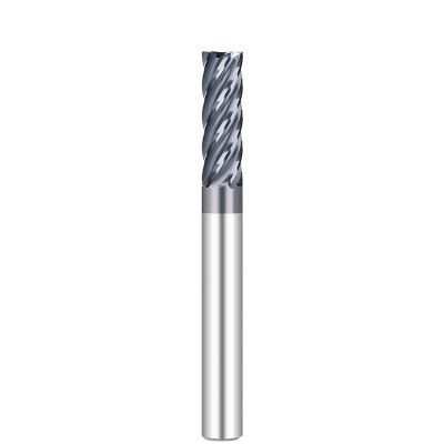 NUSHKI 6-Flute Carbide End Mill, TiAlN-Coated, HRC55 CNC Milling Tool, 8x35x100x8D