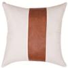 2-Pack Faux Leather Patchwork Stripe Pillow Covers, 18 x 18 in view 1
