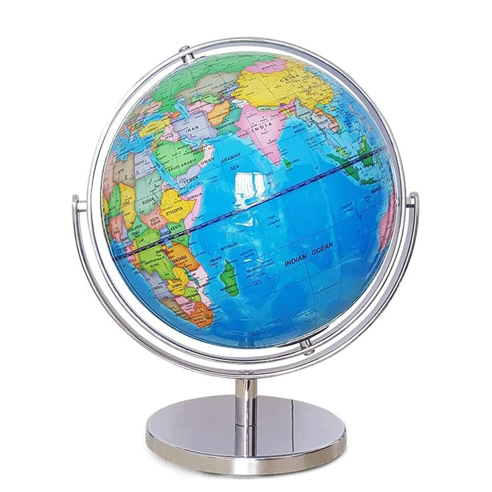 SZWH 12.5-Inch Geographic Globe for Adults, 720° Rotatable, with Metal Stand
