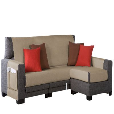 Estoralis | BERET | Modern Chaise Lounge Cover | Durable Jacquard Fabric | Champagne | Right-Arm Chaise Lounge, 180 x 255 cm