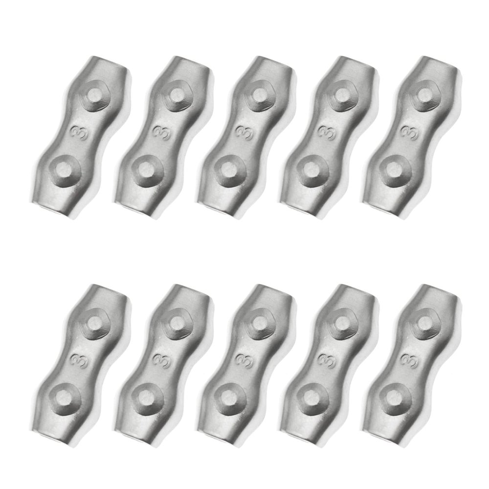 ZYAMY 10-Pack M3 Stainless Steel Wire Rope Clips for Electric Fences