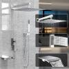 30.5 cm Rain Shower System with Tub Spout, Waterfall Showerhead, Rough-In Valve Body and Trim Kit, Polished Chrome view 2