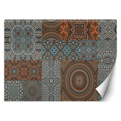 Feeby XXL Orange Arabesque Mosaic Tile Photo Wallpaper, 100 x 70 cm