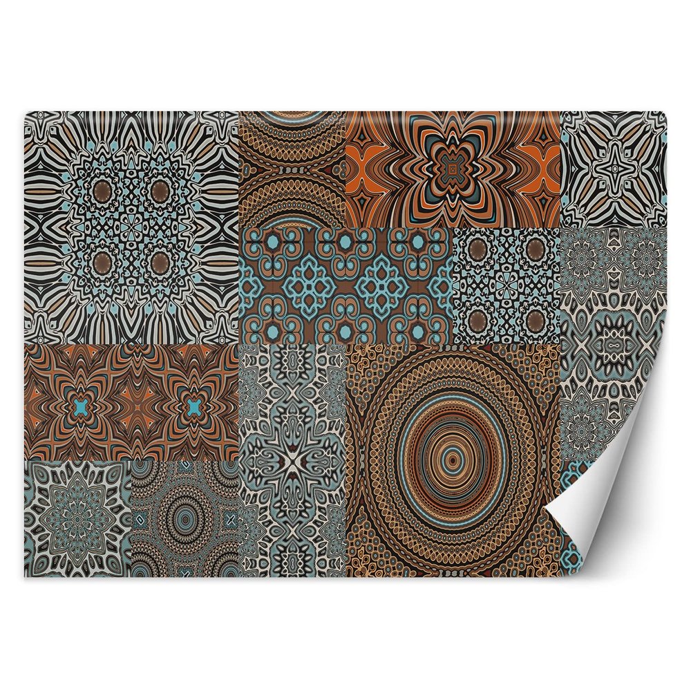 Feeby XXL Orange Arabesque Mosaic Tile Photo Wallpaper, 100 x 70 cm