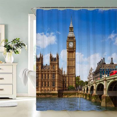 KIYAYO London Big Ben Shower Curtain, 200 x 200 cm, Multicolor