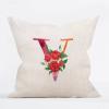 Decorative Pillow Cover with Watercolor Monogram, 45.7 x 45.7 cm, Letter V Initial view 1