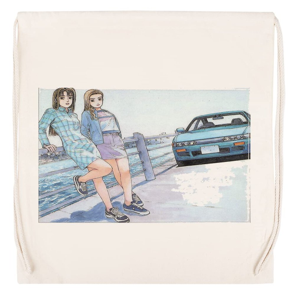 Mako & Sayuki Initial D Beige Cotton Drawstring Sports Bag