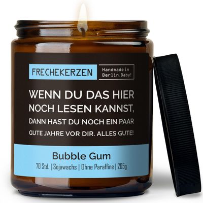 Funny Bubble Gum Scented Candle with Birthday Saying