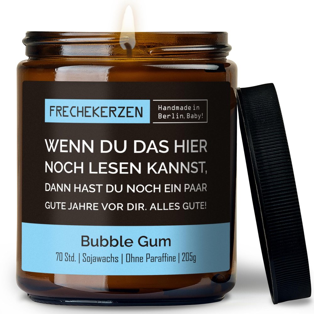 Funny Bubble Gum Scented Candle with Birthday Saying