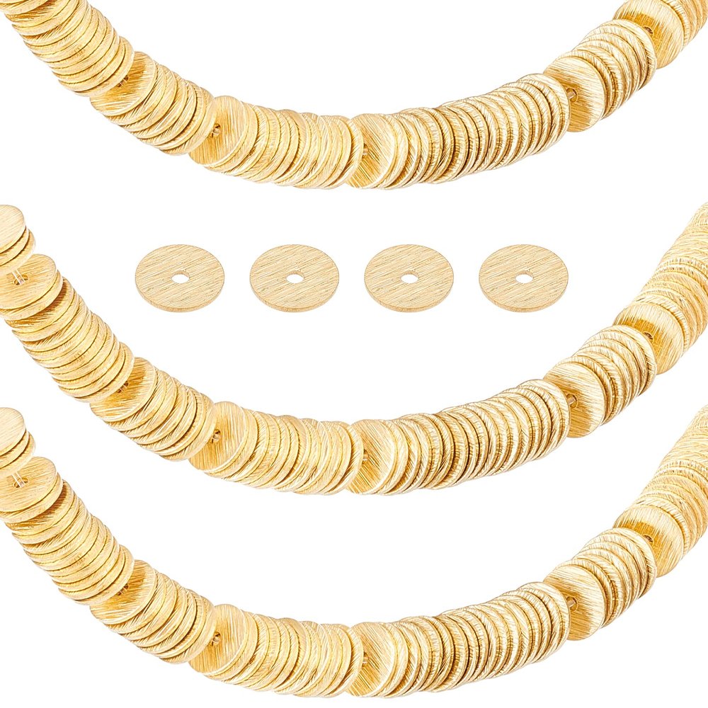 PH PandaHall 300 Gold Rondelle Spacer Beads, 6mm Brass Heishi Disc Beads