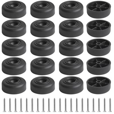 LYCXAMES Furniture Feet, 20-Pack, Round Black Legs, 45 x 20 mm