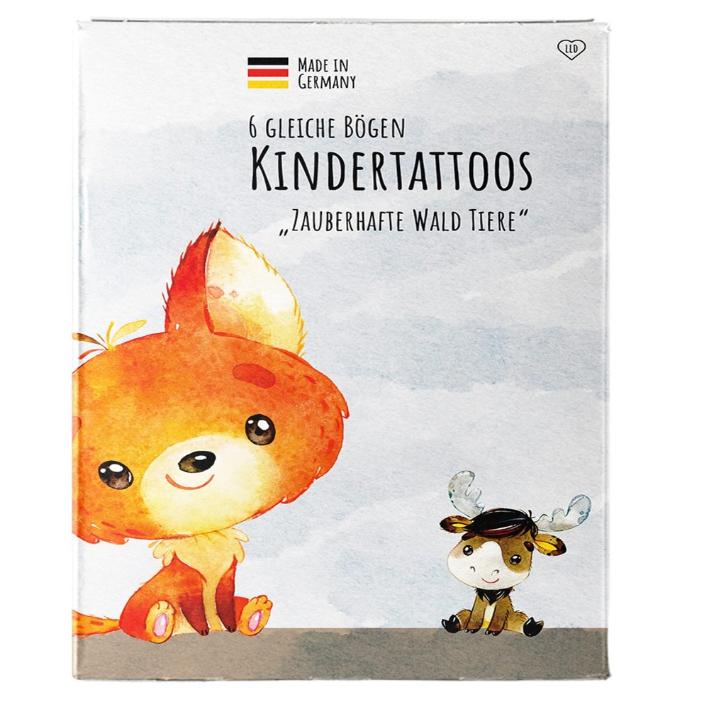 lila liebt dich Tattoos for Kids, Forest Animals - Ages 3+ (6 Identical Sheets)