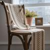 Elegant Luxury Thick Felt Table Runner with Tassels, Natural Cotton Burlap, Bohemian Style view 4