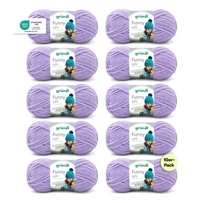 Gründl Funny uni Chenille Yarn, 10 x 100 g, Lavender