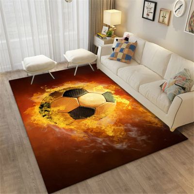 Xisnuient Kids’ 3D Soccer Flame Rug, Non-Slip, Washable, Color 2, 45 x 120 cm