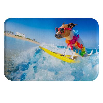 A.Monamour Non-Slip Absorbent Dog Surfing Blue Ocean Bathroom Rug, 40 x 120 cm