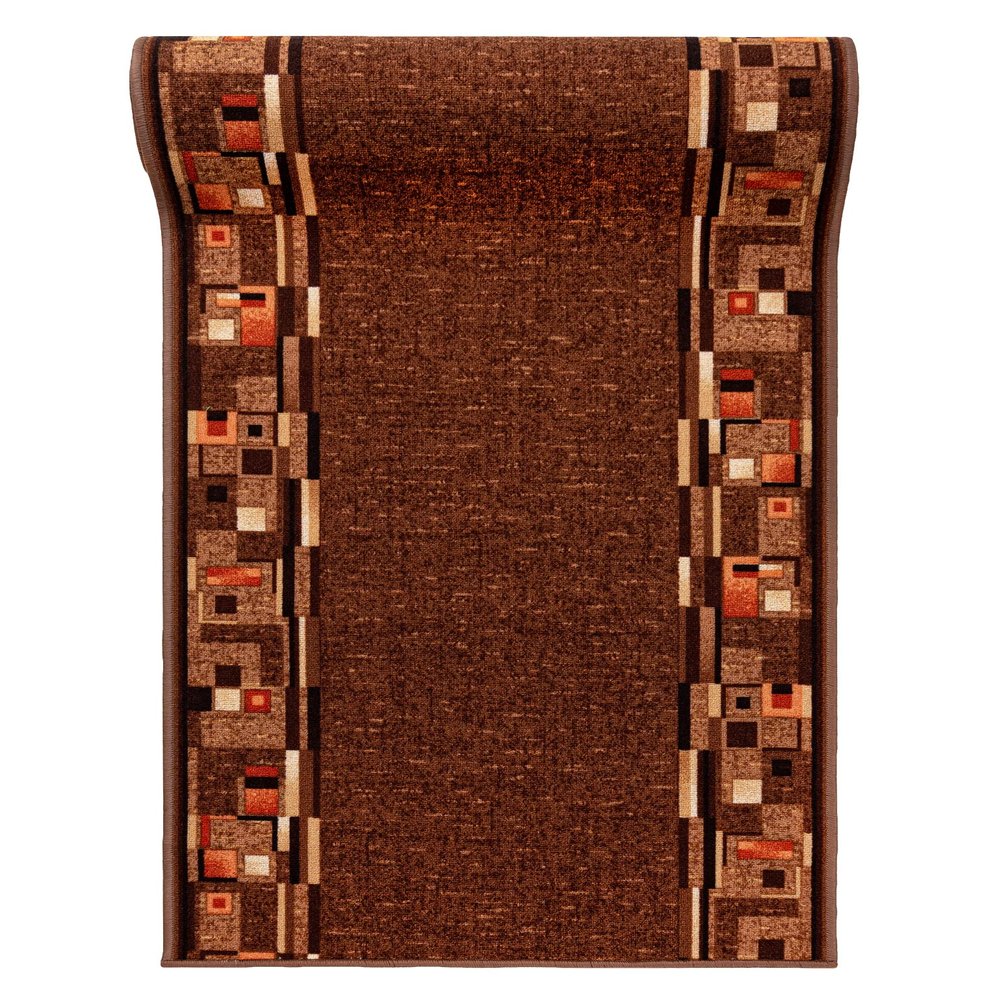 Mazovia Hallway Runner 67 x 1200 cm, Brown, Classic 1990s Retro, Soft, Non-Slip