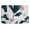A.Monamour Non-Slip Absorbent Botanical Flannel Bath Mat, Pink Flowers and Green Leaves, 40 x 120 cm view 1