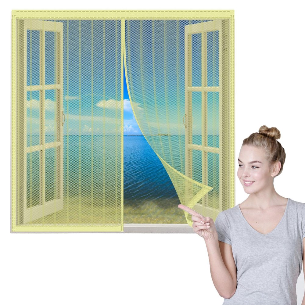Magnetic Window Insect Screen, Self-Closing Fly Screen, 130 × 135 cm (51.5 × 53 in)