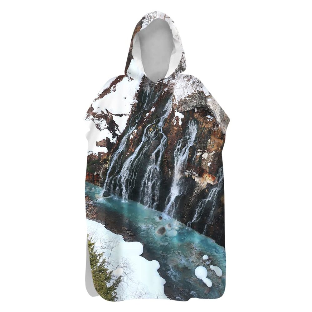Surwin Microfiber Changing Robe Poncho Towel with Hood, Quick-Dry, 80 x 145 cm, Water Flow 7