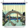 SDOTPMT 178 x 183 cm Vintage Japanese Ukiyo-e Bridge & Mount Fuji Shower Curtain with Hooks view 1