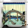 SDOTPMT 178 x 183 cm Vintage Japanese Ukiyo-e Bridge & Mount Fuji Shower Curtain with Hooks view 2