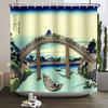 SDOTPMT 178 x 183 cm Vintage Japanese Ukiyo-e Bridge & Mount Fuji Shower Curtain with Hooks view 3