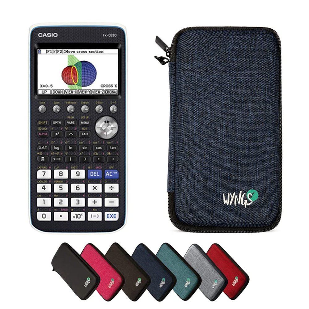 Casio fx-CG50 with Blue WYNGS Protective Case - Graphing Calculator Basic Set