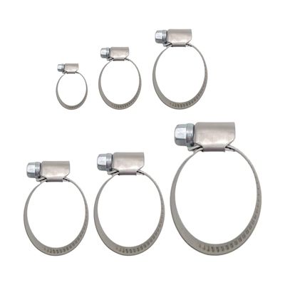 Stainless Steel Hose Clamps W2, 9 mm Band, 50–70 mm, 10-Pack