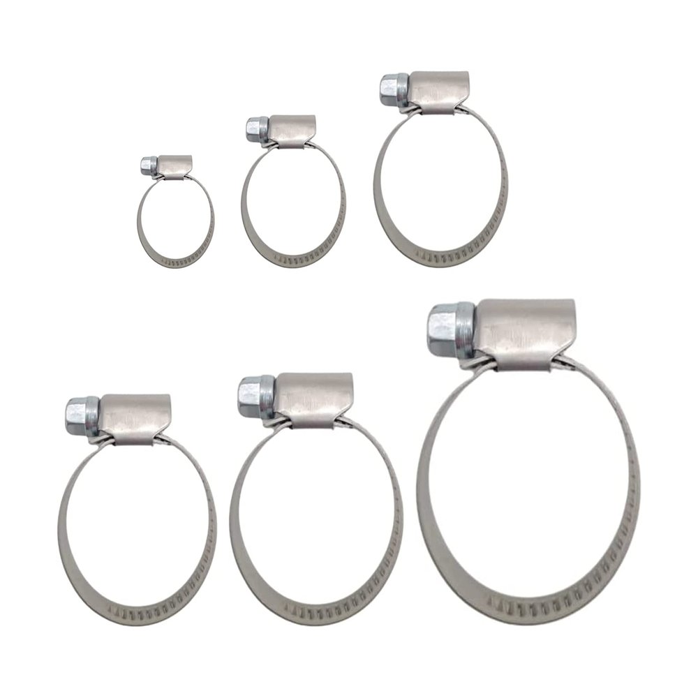 Stainless Steel Hose Clamps W2, 9 mm Band, 50–70 mm, 10-Pack