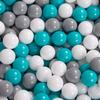 KiddyMoon Foam Playground with Quarter-Square Ball Pit (100 Balls), Obstacle Course, Light Gray/Gray/White/Turquoise view 2