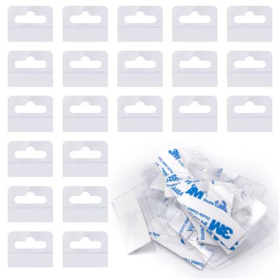 200 Clear Adhesive Hang Tabs with Slotted Holes, 4 x 3.6 cm