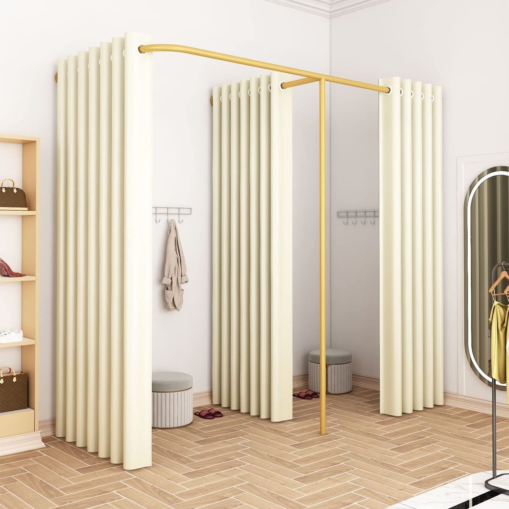 WXZX F-Type Freestanding Clothing Store Changing Room with Privacy Curtain