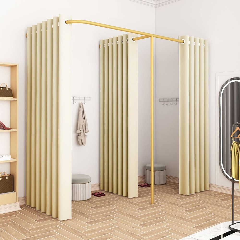 WXZX F-Type Freestanding Changing Room with Privacy Curtain and Hanging Rod