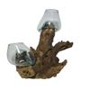 Decorative Double Glass Vases, 40 cm, on Root Wood — Second Choice view 1